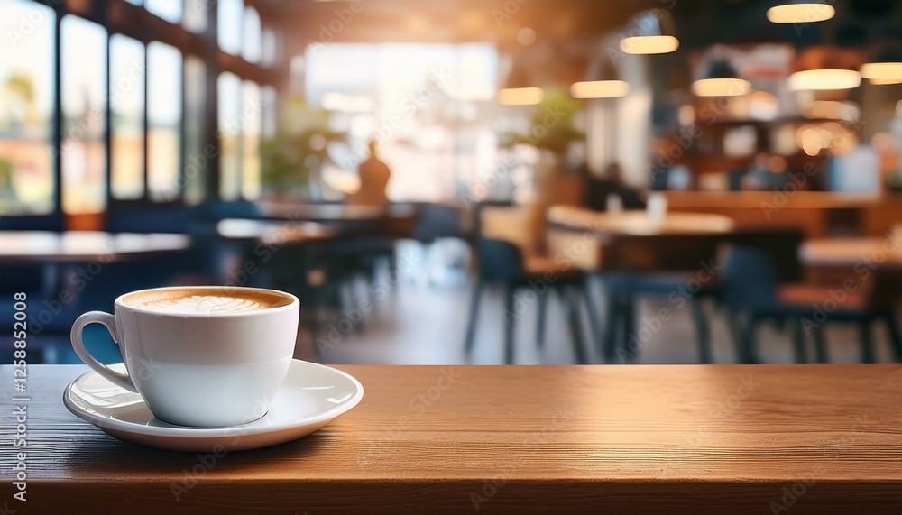 Fototapeta premium coffee cup on table in business cafe