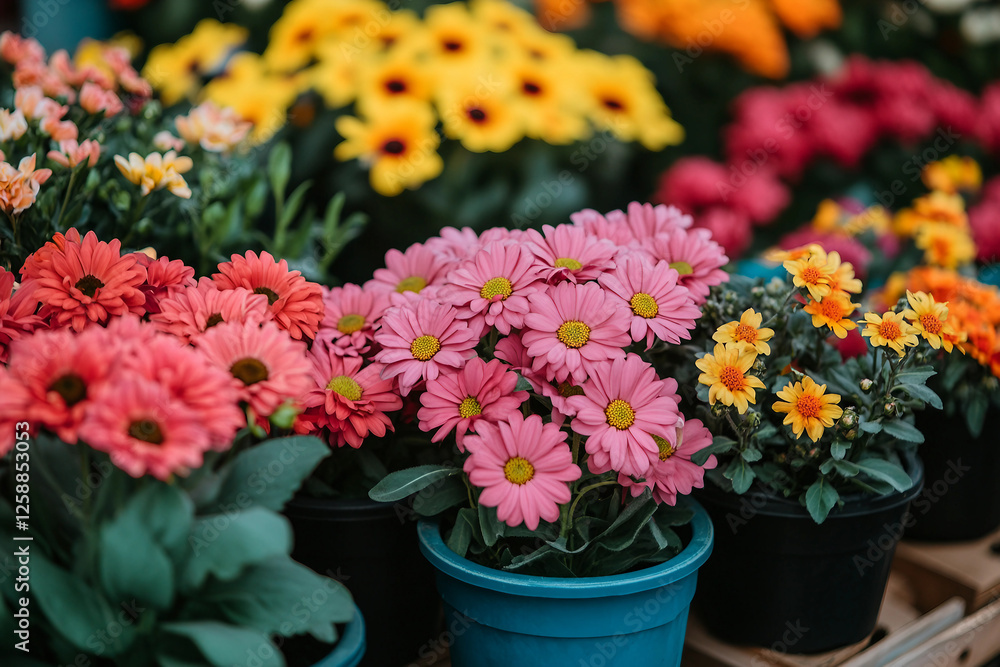 Vibrant Generative AI Floral Display Featuring Roses, Ranunculus, and Seasonal Flowers at a Flower Market Vibrant Generative AI Floral Display Featuring Roses, Ranunculus, and Seasonal Flowers at a Flower Market