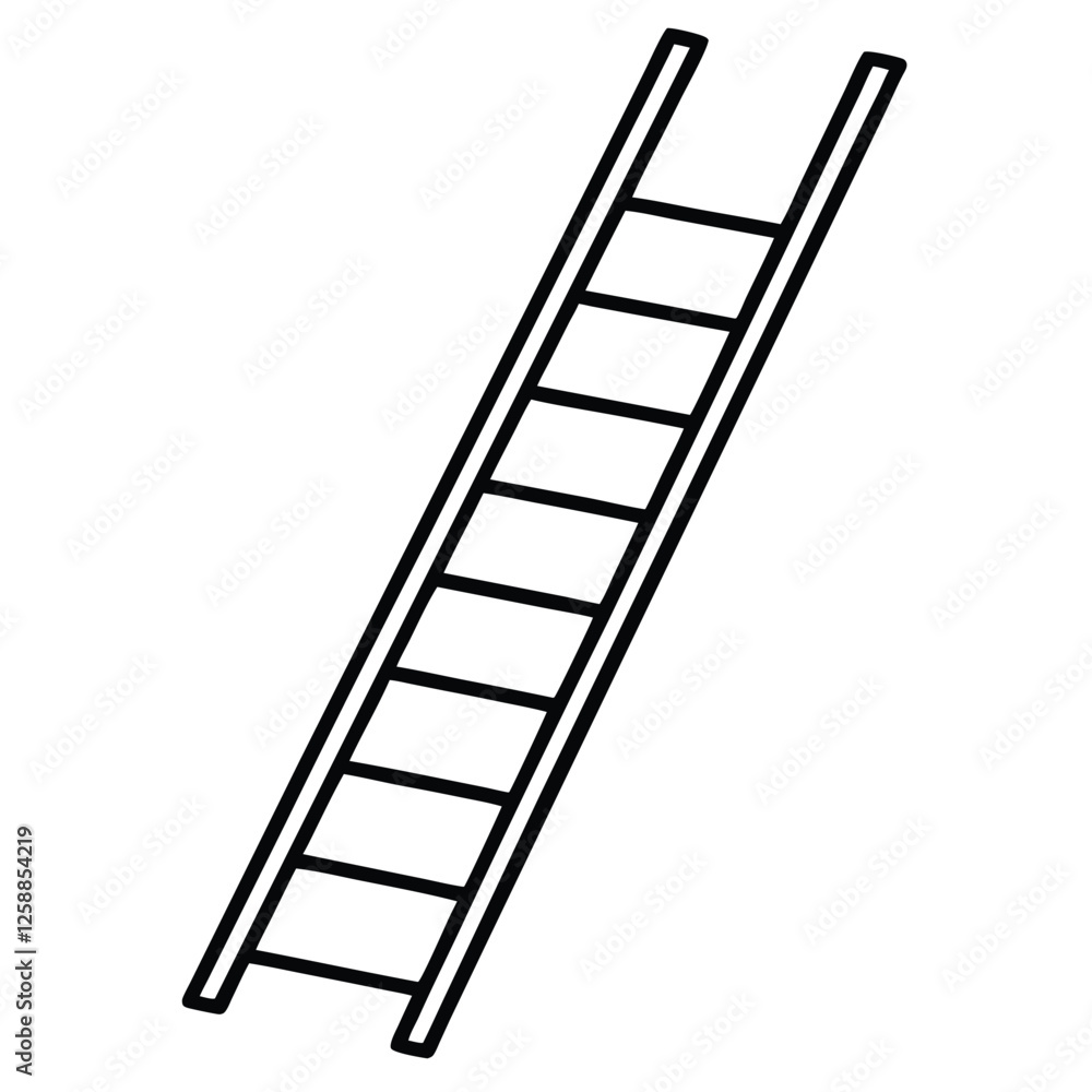 Simple Line Art of a Straight Ladder Simple Line Art of a Straight Ladder