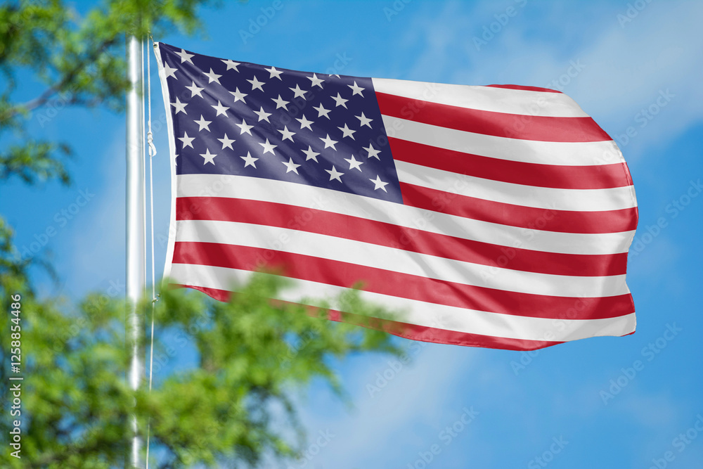 Obraz premium USA flag, blue sky design