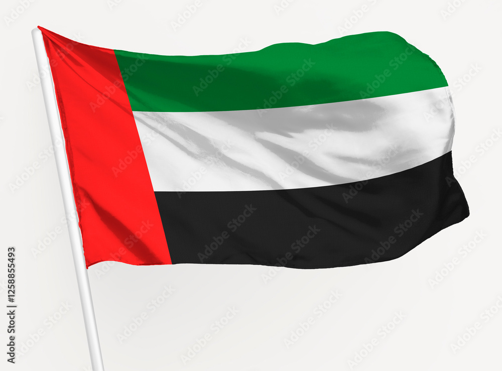 Fototapeta premium Waving United Arab Emirates, UAE flag, national symbol graphic