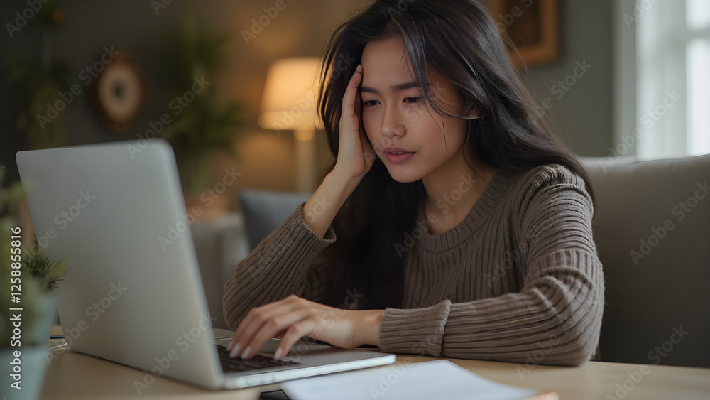 Frustrated student during online class. Online learning challenges and distractions. Coping with frustration in virtual education. Tips for managing online class stress. Frustrated student during online class. Online learning challenges and distractions. Coping with frustration in virtual education. Tips for managing online class stress.