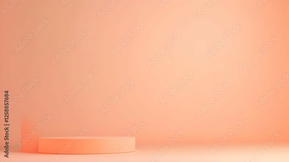 Peach Pastel Product Display Platform on a Simple Background Peach Pastel Product Display Platform on a Simple Background