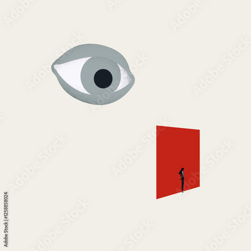 BWMsilSearchingPrivacySurveillance and lack of privacy vector concept. Symbol of spying, watching, loss of freedom. Minimal design eps10 illustration.