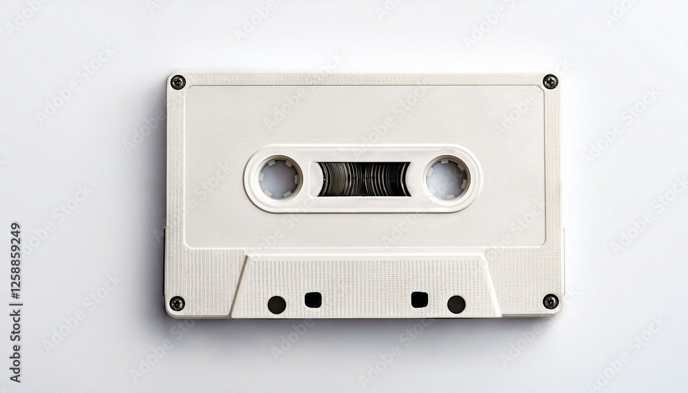 Obraz premium close up of white cassette tape isolated on white background