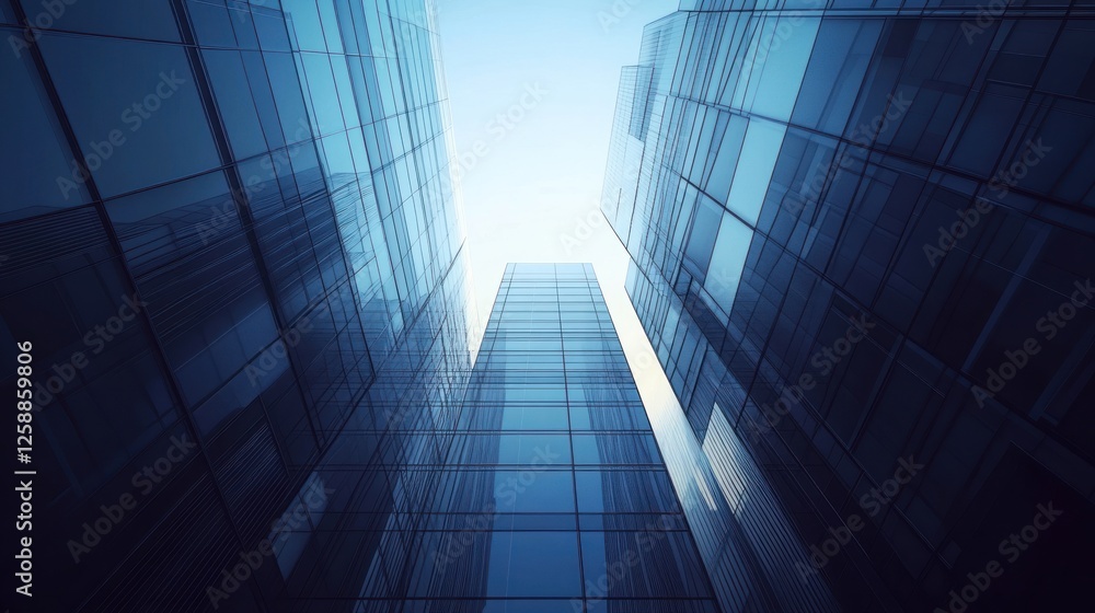 Obraz premium Modern Glass Skyscrapers Reaching for the Sky
