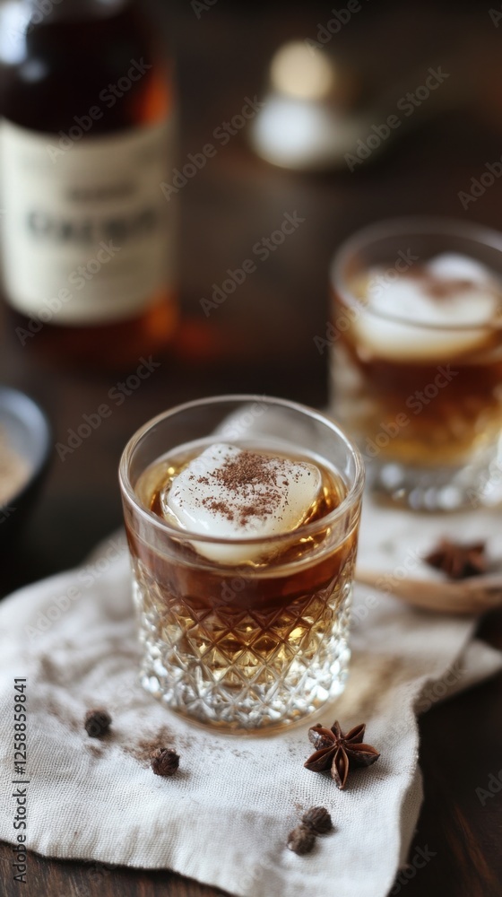 Warm evening gathering with spiced cocktails and cozy ambiance creating a delightful atmosphere Warm evening gathering with spiced cocktails and cozy ambiance creating a delightful atmosphere