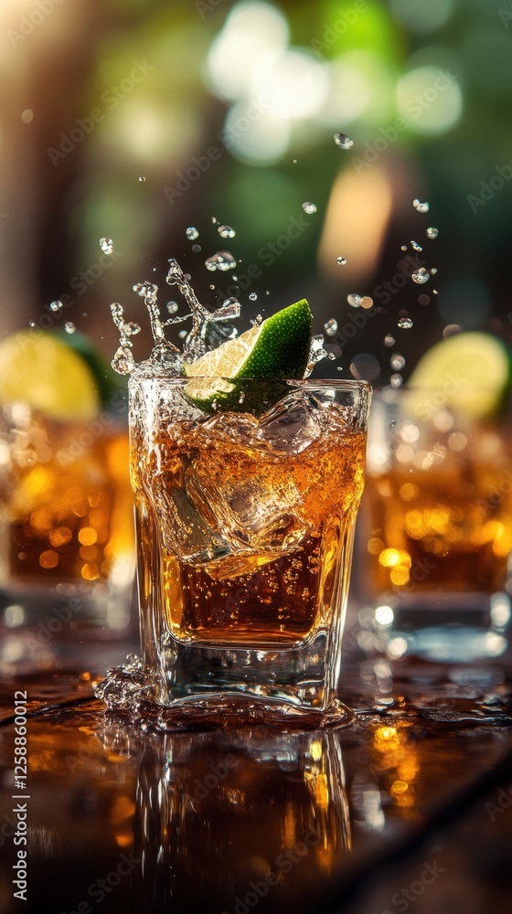 Slices of lime and splashes of joy brighten a summer gathering with refreshing drinks in a warm, vibrant outdoor setting Slices of lime and splashes of joy brighten a summer gathering with refreshing drinks in a warm, vibrant outdoor setting