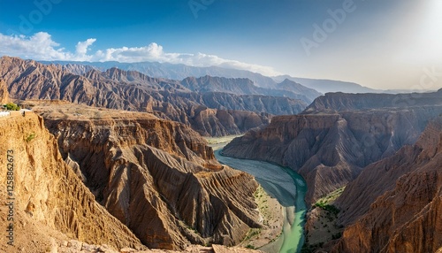 aerial view of majestic canyon and mountain landscape liari balochistan pakistan