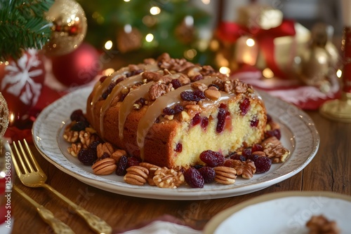 Wallpaper Mural Delicious Cranberry Walnut Loaf Cake with Caramel Glaze Festive Christmas Dessert Torontodigital.ca