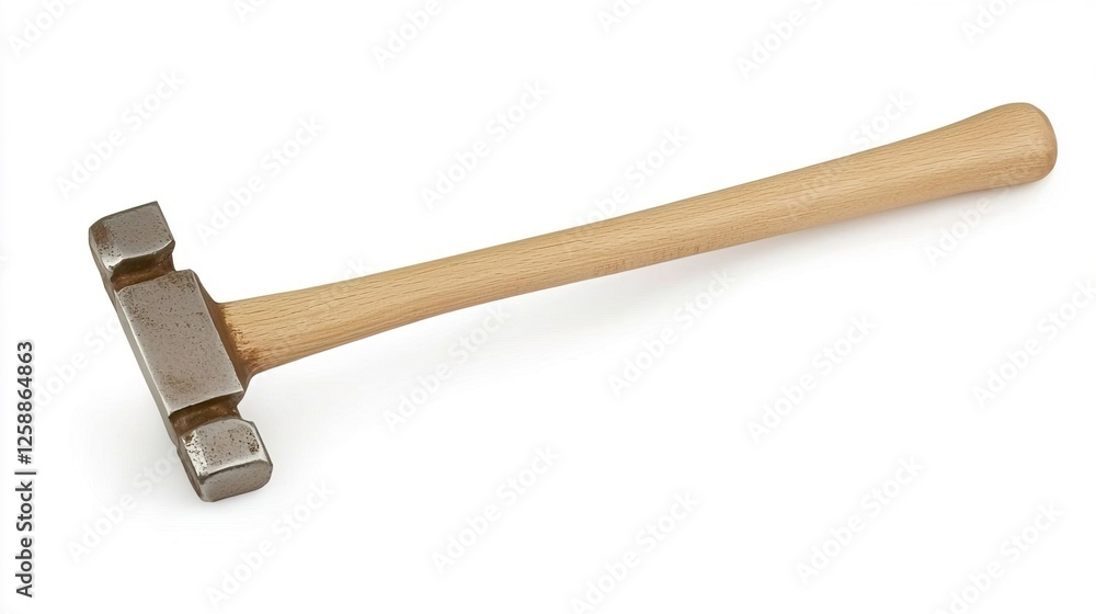 Metal Hammer with Wooden Handle Isolated on White Background Metal Hammer with Wooden Handle Isolated on White Background