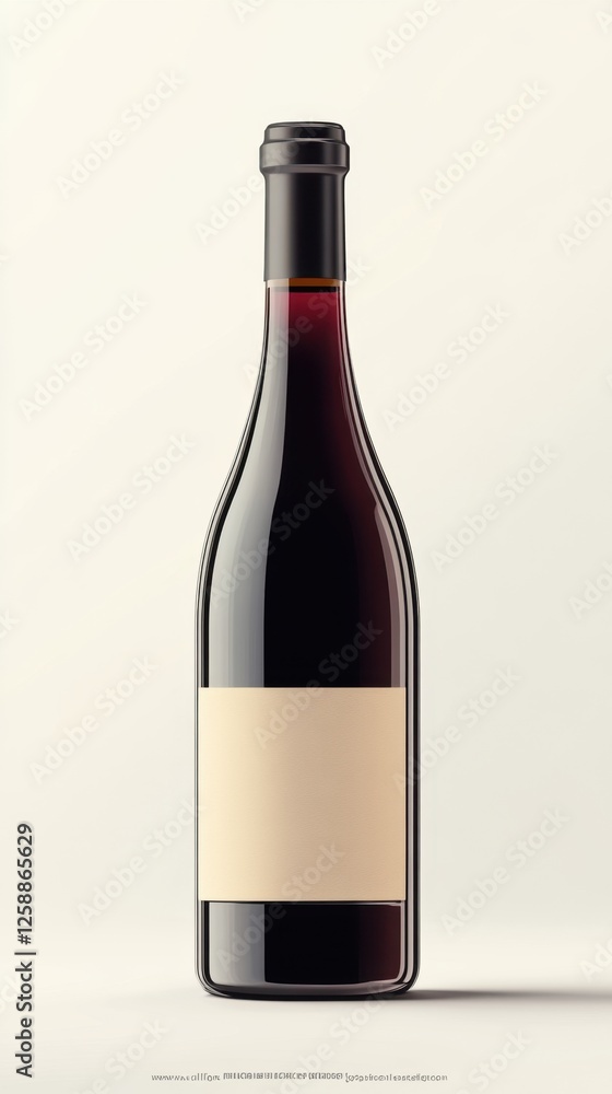 Elegant wine bottle resting on a soft background in a minimalist artistic display Elegant wine bottle resting on a soft background in a minimalist artistic display