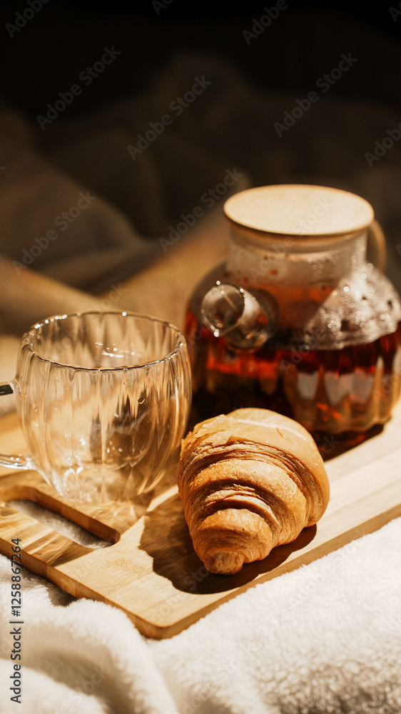 Fototapeta premium Tea ceremony, black tea, teapot, black and green tea