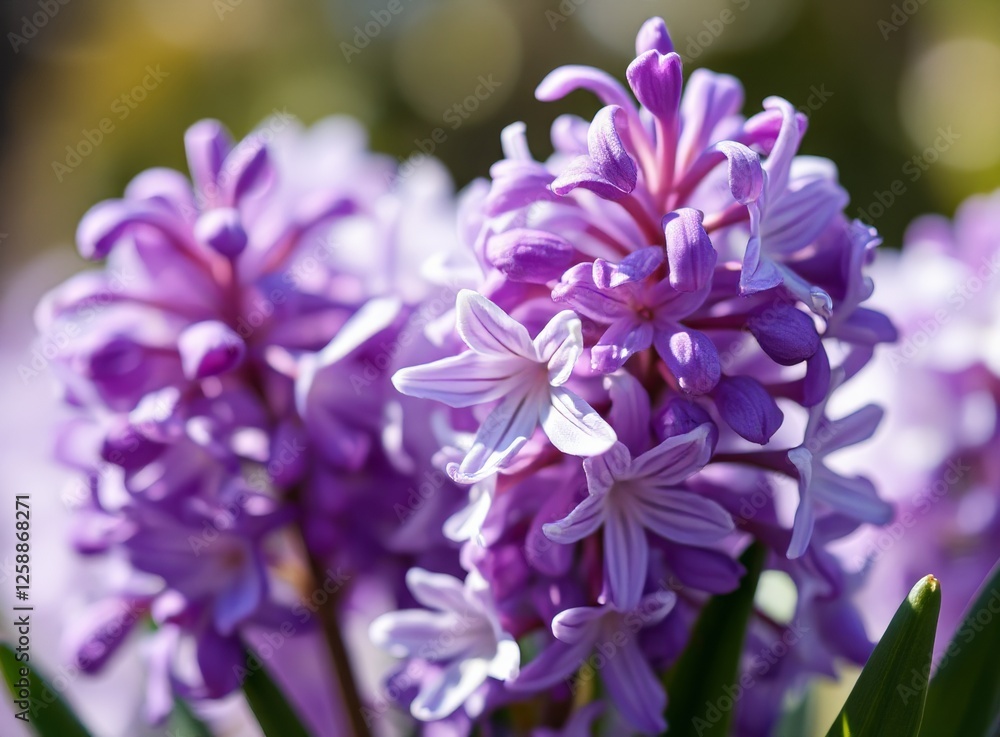 Blooming Lavender Hyacinth Flowers: Springtime Fragrance and Floral Beauty Close-Up