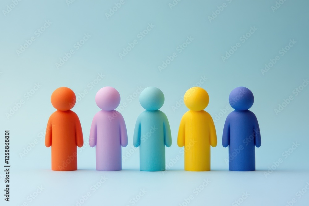colorful figures standing in a row colorful figures standing in a row
