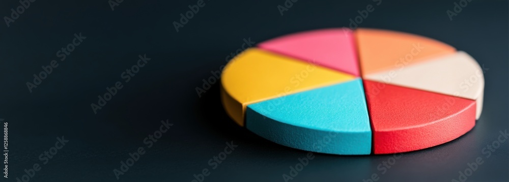 Obraz premium Marketing research concept. Colorful pie chart on a dark background.