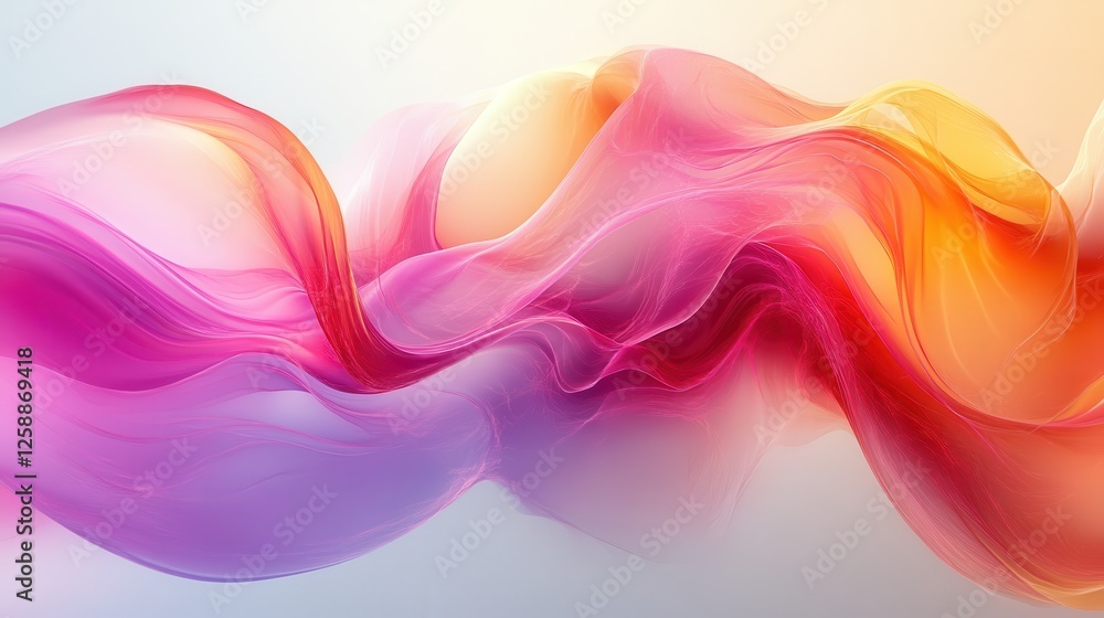 Ethereal Waves of Colorful Fabric Flowing in Soft Light and Motion Ethereal Waves of Colorful Fabric Flowing in Soft Light and Motion