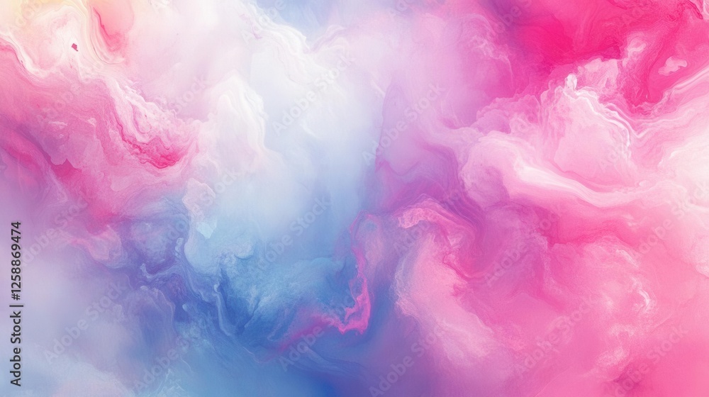Fototapeta premium Pastel Holographic Gradient Clouds Against a Soft Pink Sky, Dreamy and Ethereal