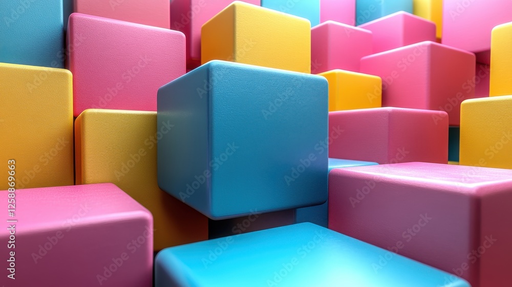 Fototapeta premium Colorful Geometry with Stacked Cubes in Vibrant Shades and Tones