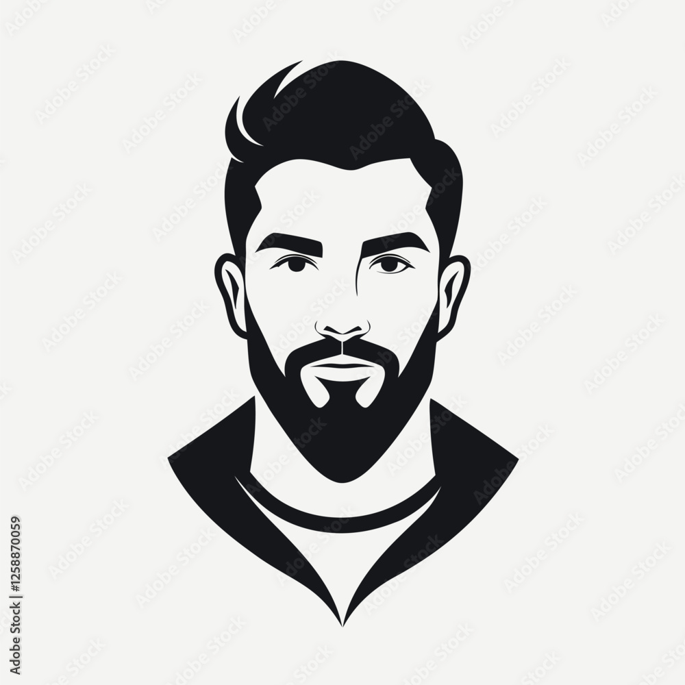 Minimalist black and white illustration of a person's upper body with a collared shirt and short hair showcasing a clean and modern design for artistic and branding purposes Minimalist black and white illustration of a person's upper body with a collared shirt and short hair showcasing a clean and modern design for artistic and branding purposes
