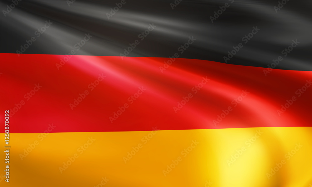 Realistic wavy national flag of the Federal Republic of Germany closeup. German patriotic background for celebrate Unity day. State flag of FRG. 3d vector illustration Realistic wavy national flag of the Federal Republic of Germany closeup. German patriotic background for celebrate Unity day. State flag of FRG. 3d vector illustration
