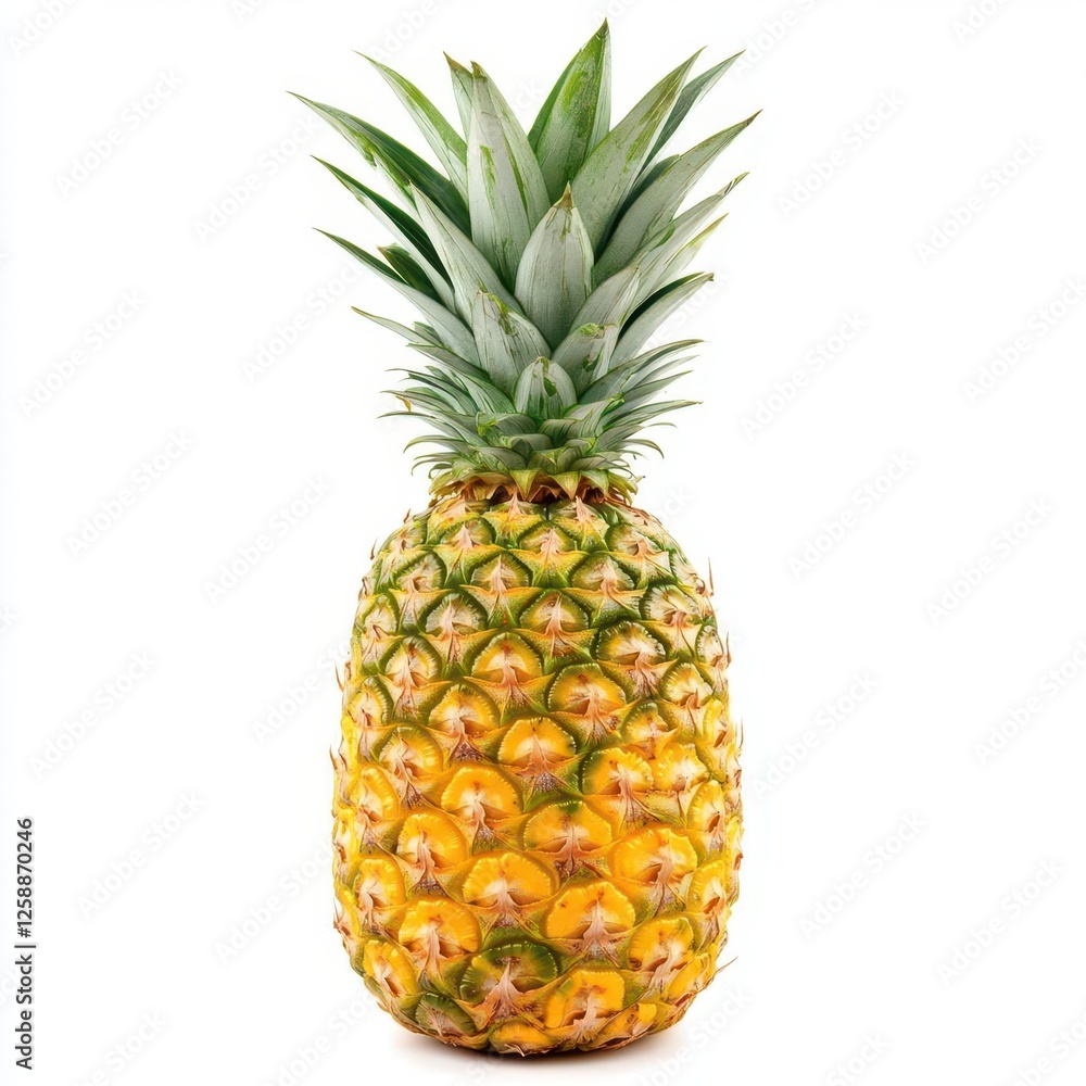 Pineapple Isolated on a White Background, Fresh and Vibrant Fruit Pineapple Isolated on a White Background, Fresh and Vibrant Fruit