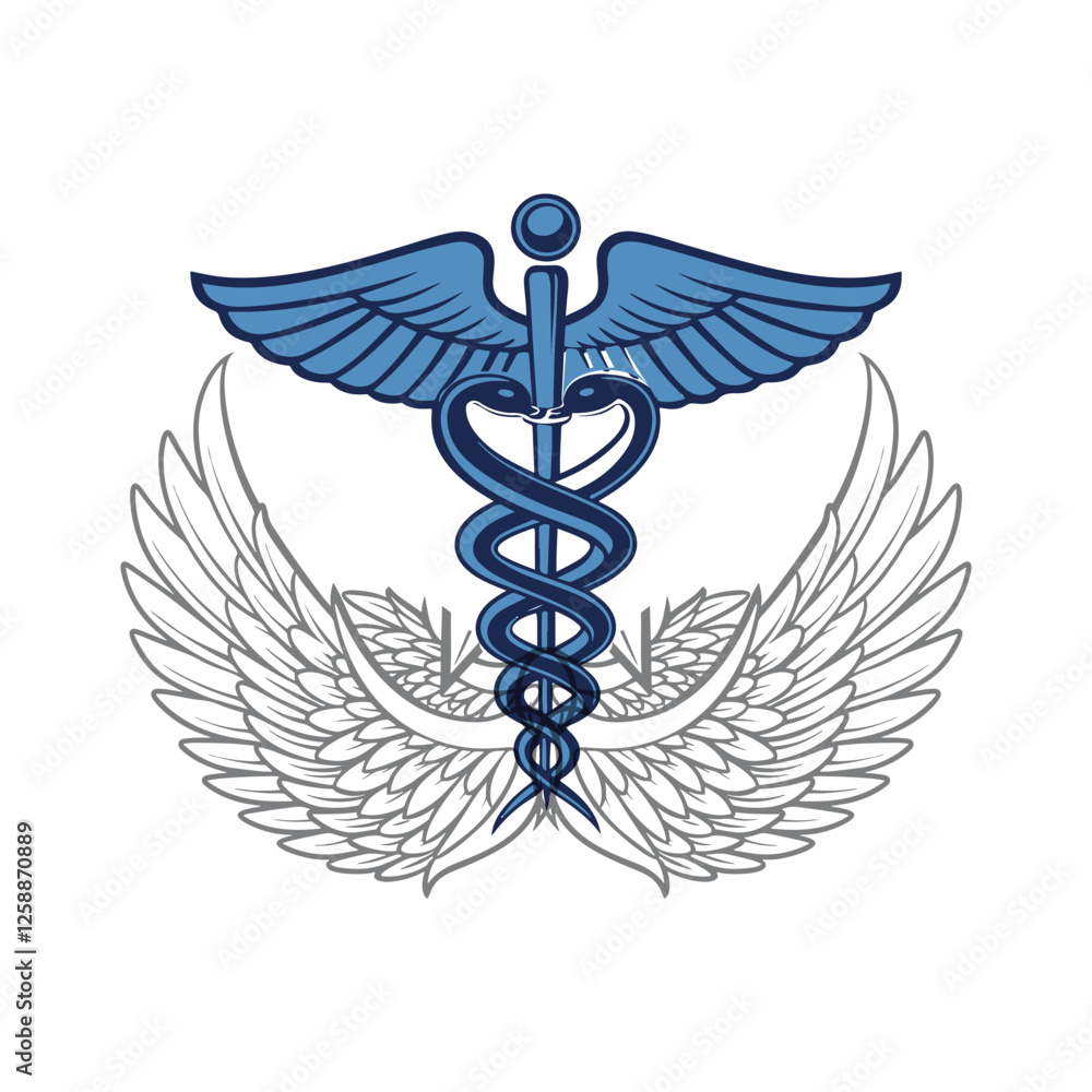 Fototapeta premium Caduceus---medical-snake-logo-icon-vector-illustration.