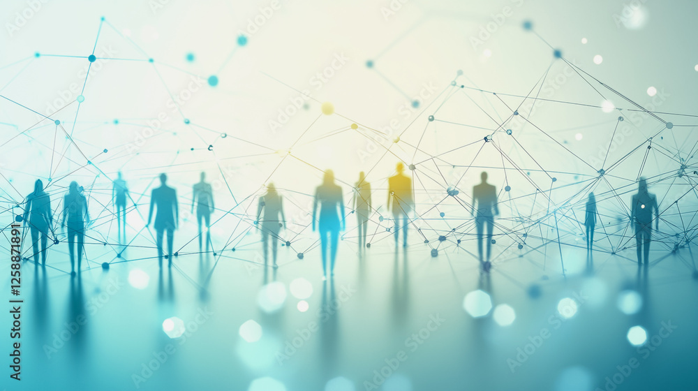 Fototapeta premium Professional business team working on a project together in the office Using economic growth charts and network connections to accompany the data. in Innovation analyzing future trends