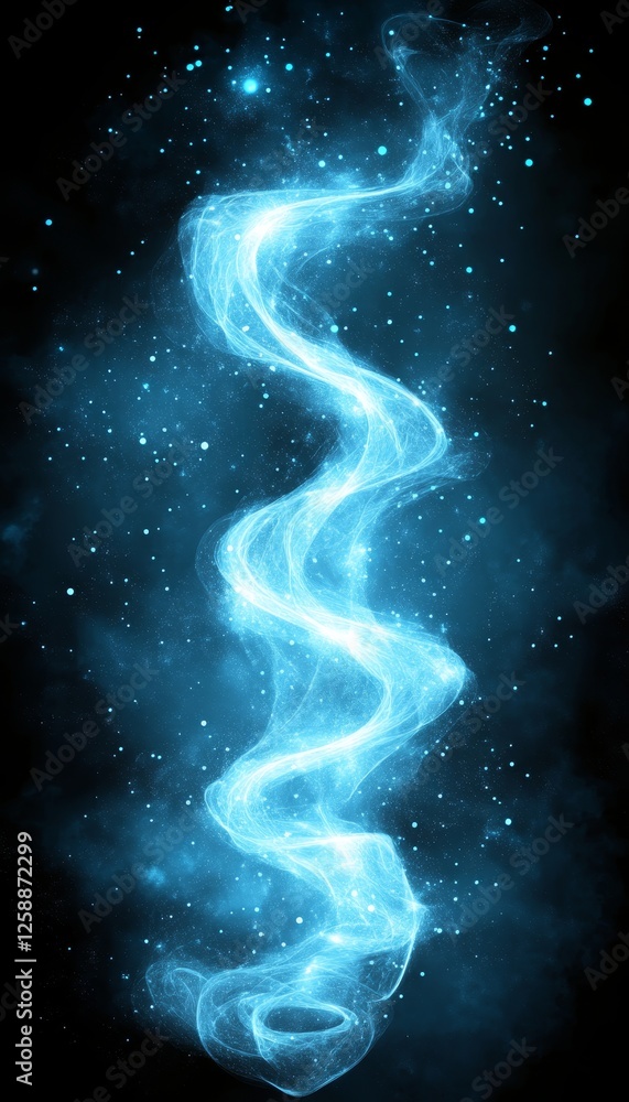 Obraz premium Abstract Swirling Stream of Cyan Energy, Digital Art Illustration, Vibrant Colors, Clean Design