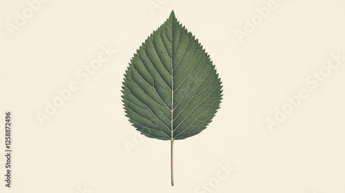 Single leaf against light background, Natural beauty, Detailed leaf structure, Minimalist nature image photo