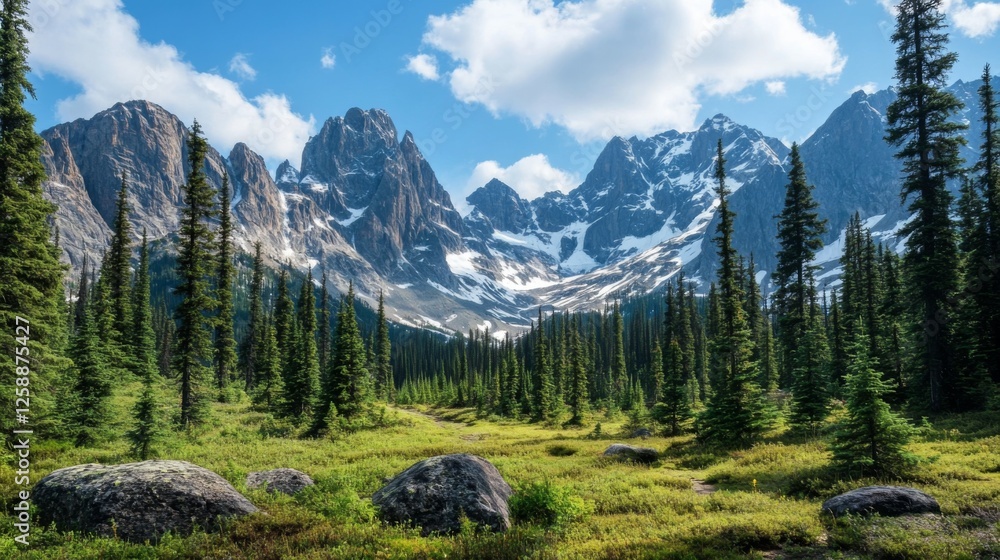 Fototapeta premium World Wildlife Day in a Majestic Mountain Landscape with Space for text. mountain background with place for text