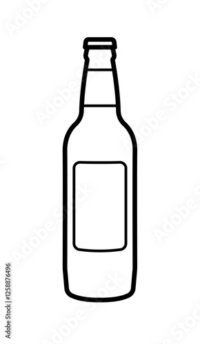 simple classic beer bottle stubbie symbol outline line drawing sign vector isolated on transparent background