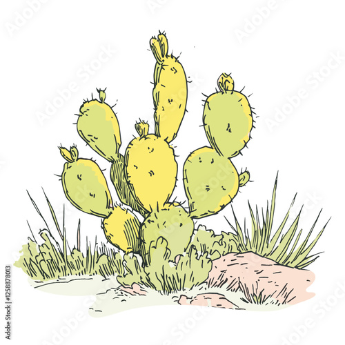 Cactus illustration plant botanical vector photo