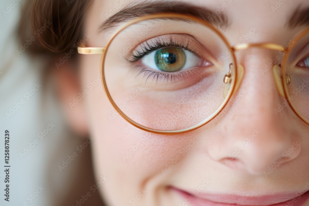close up of person's eye with glasses close up of person's eye with glasses