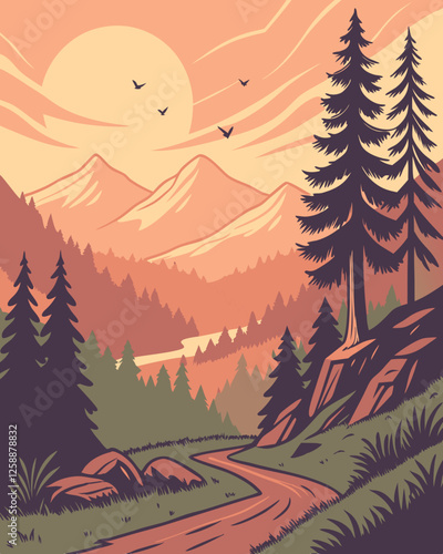 Wildlife National Park Illustration