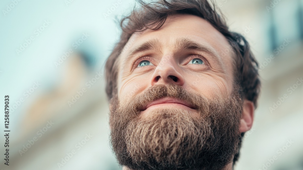 Man with Beard Looking Up Man with Beard Looking Up
