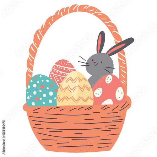 Funky vector easter eggs basket colorful bunny vector