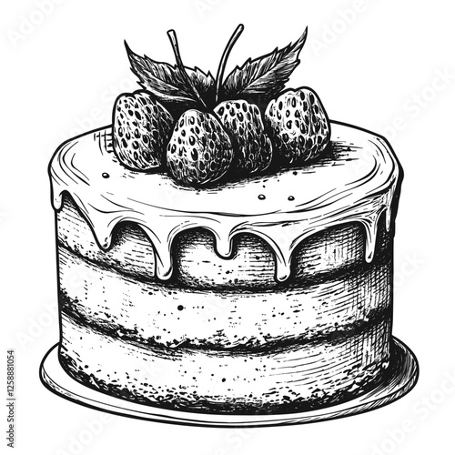 Cake art dessert style vector