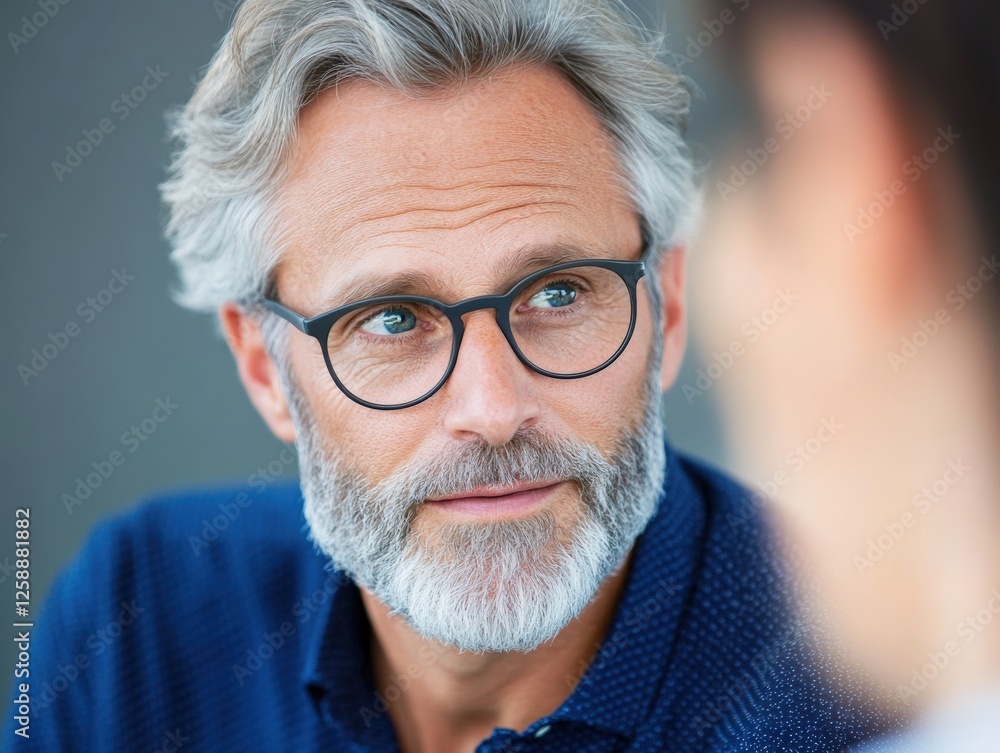 Man with Gray Hair Wearing Glasses Man with Gray Hair Wearing Glasses