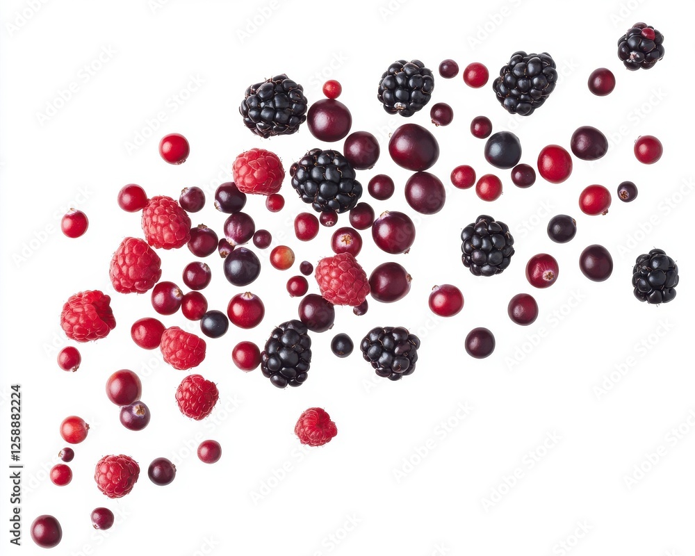 Assorted Berries On White Background Assorted Berries On White Background