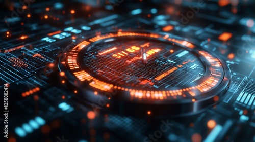 Futuristic digital interface displaying vibrant data patterns and glowing ele...