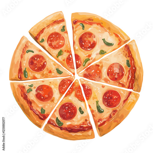 Pepperoni pizza illustration food art vector