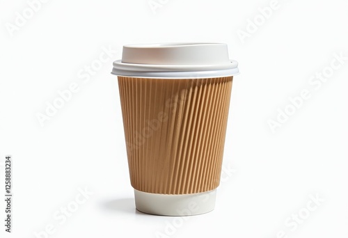 Wallpaper Mural Isolated on white background: Brown paper coffee cup with white lid. A brown paper cup with a white lid on a white background. Torontodigital.ca