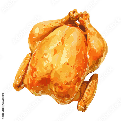 Fried chickens illustration watercolor poultry vector