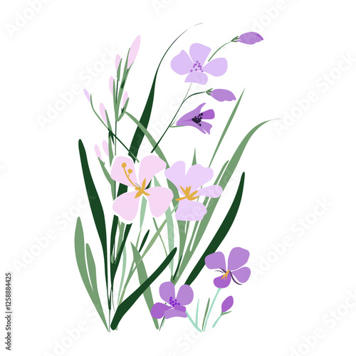 Wallpaper Mural Soft purple wildflowers art illustration blossoms vector Torontodigital.ca