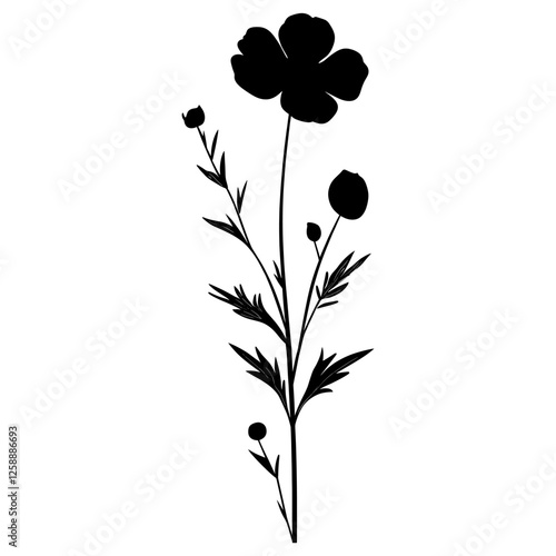 Wild flower Leather Flowe illustration silhouette minimalist vector