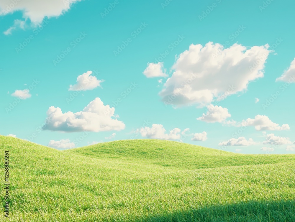 Obraz premium Serene grassland views open field nature landscape clear sky panoramic scene tranquility