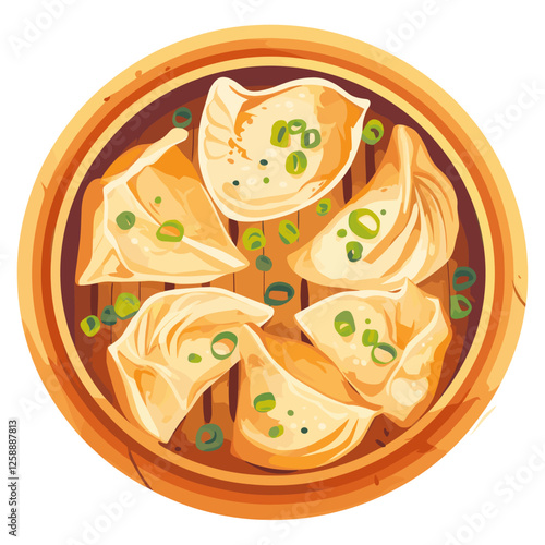 Chinese dumplings illustration food dish vector