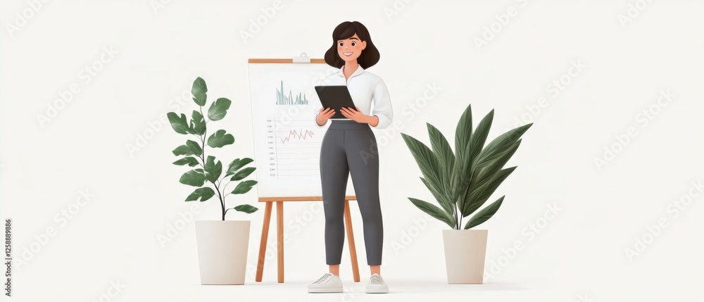 business presentation with woman and graphs business presentation with woman and graphs
