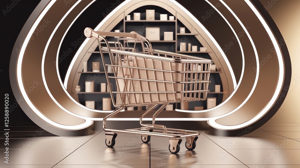 Fototapeta premium Modern shopping cart in stylish display space.